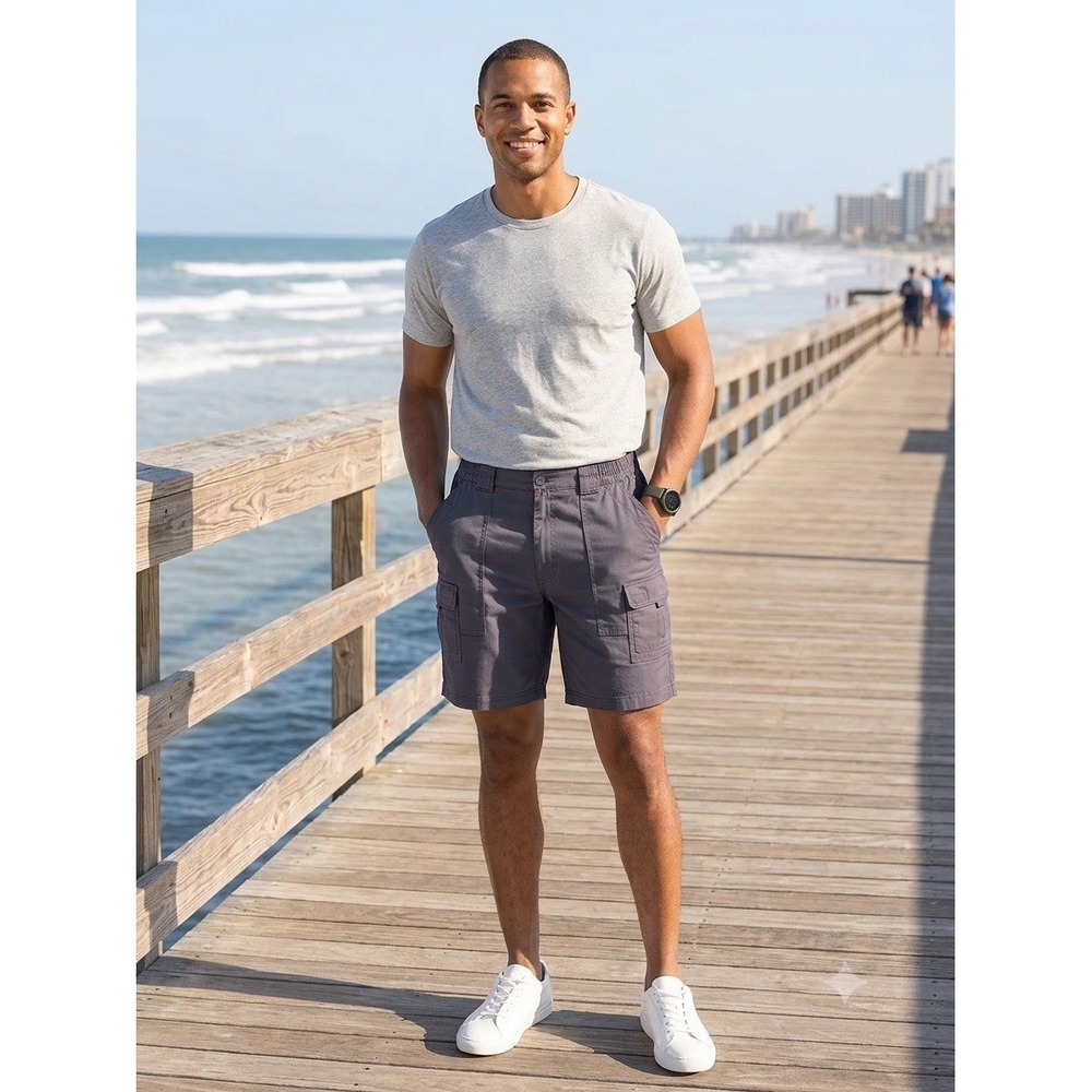 St Johns Bay Hiking Cargo Shorts Comfort Elastic Waistband Mens Sz 44
